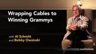 Lynda Al Schmitt with Bobby Owsinski Wrapping Cables to Winning Grammys
